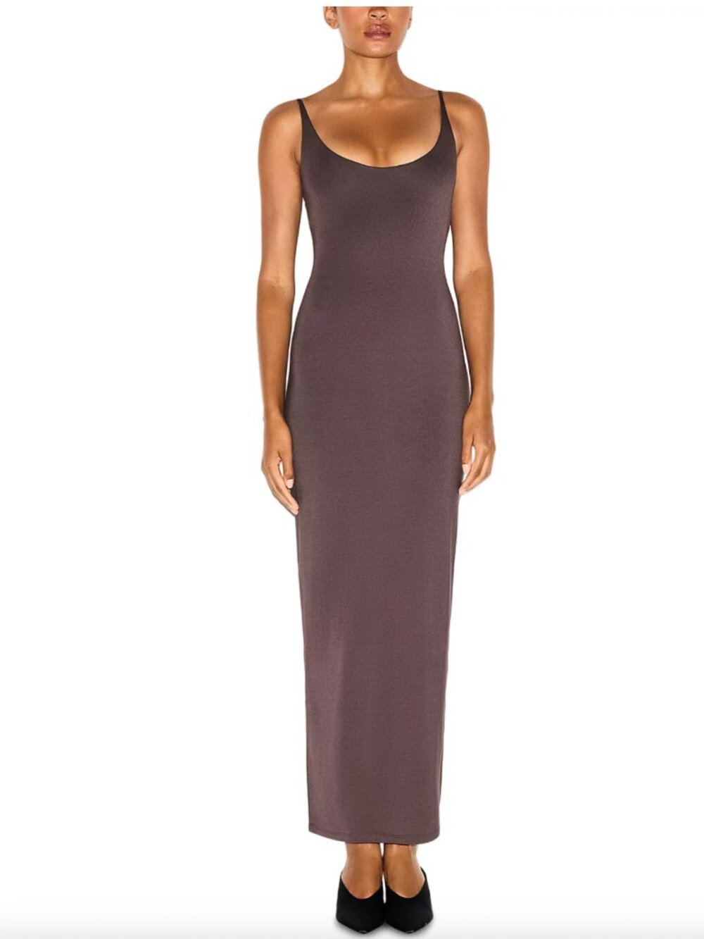 NWT SKIMS Smooth Layers Scoop Neck Dress in Raisin - XXS